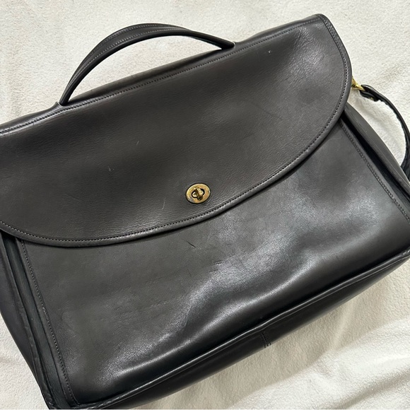 Laura USA Vintage Black Messenger Bag Genuine Leather with strap & handle - Picture 8 of 13